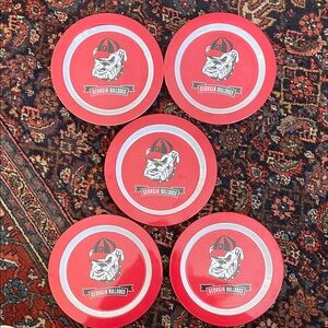 Georgia Bulldogs Melamine Plates. Set of 5.